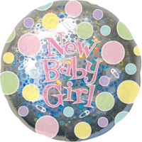 New Baby Girl Silver Dots balloon