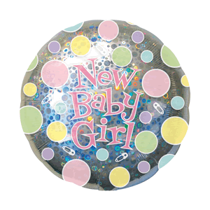 New Baby Girl Silver Dots Balloon in a Box