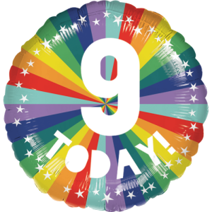 9th Birthday Rainbow Balloon in a Box