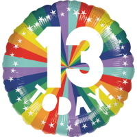 13th Birthday Rainbow  balloon