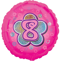 8 Pink Flowers balloon