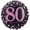 18" Black & Pink 80th Celebrations Balloon in a Box Small Image