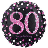 18" Black & Pink 80th Celebrations balloon