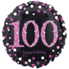 18" Black & Pink 100th Celebrations Balloon in a Box Small Image