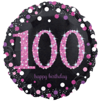 18" Black & Pink 100th Celebrations balloon