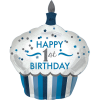 Blue 1st Birthday Cupcake Balloon in a Box Small Image