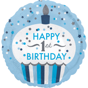 1st Birthday Cupcake Boy  Balloon in a Box