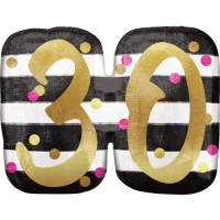 Stripes & Dots 30th Birthday balloon