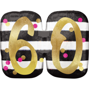 Stripes & Dots 60th Birthday  Balloon in a Box