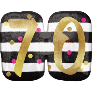 Stripes & Dots 70th Birthday   Balloon in a Box