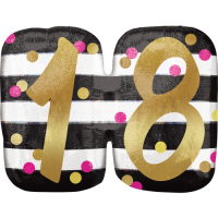 Stripes & Dots 18th Birthday balloon