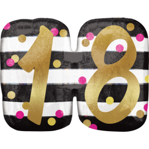 Stripes & Dots 18th Birthday Balloon in a Box
