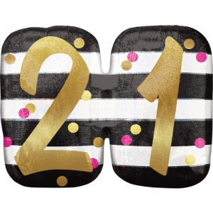 Stripes & Dots 21st Birthday Balloon in a Box