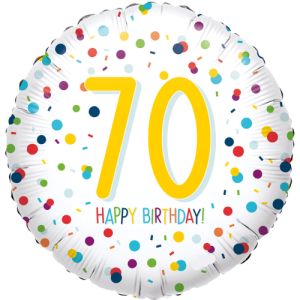 Confetti Happy Birthday 70th Balloon in a Box