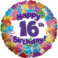 16th Birthday Balloons Holographic balloon