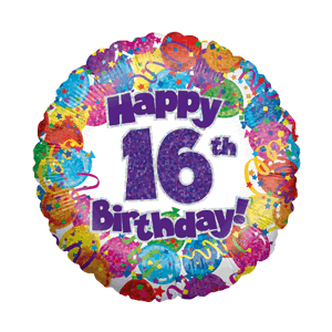 16th Birthday Balloons Holographic Balloon in a Box