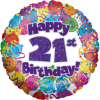 21st Birthday Balloons Holographic Balloon in a Box Small Image