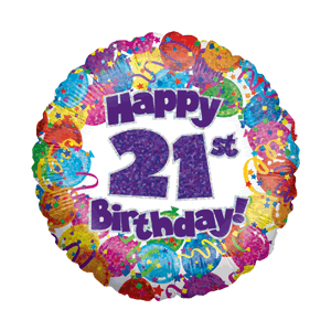 21st Birthday Balloons Holographic Balloon in a Box