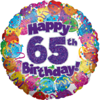 65th Birthday Balloons Holographic balloon