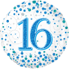 16th Sparkling Fizz Blue Balloon in a Box Small Image