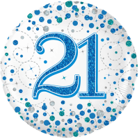 21st Sparkling Birthday Blue balloon