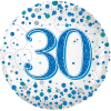 30th Sparkling Fizz Birthday Blue  Balloon in a Box Small Image