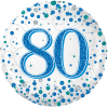 80th Sparkling Fizz Birthday Blue Balloon in a Box Small Image