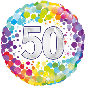 50th Colourful Confetti Birthday Balloon in a Box