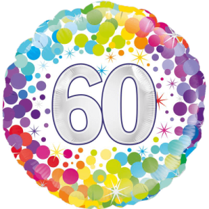 60th Colourful Confetti Birthday Balloon in a Box