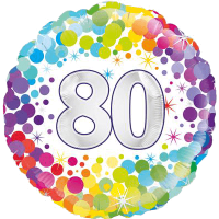 80th Colourful Confetti Birthday balloon