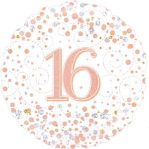 16th Sparkling Fizz Birthday White & Rose Gold  Balloon in a Box