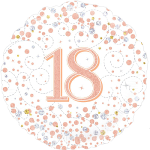 18th Sparkling Fizz Birthday White & Rose Gold Balloon in a Box