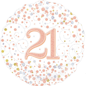 21st Sparkling Fizz Birthday White & Rose Gold Balloon in a Box