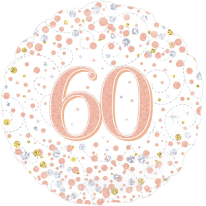 60th Sparkling Fizz Birthday White & Rose Gold Balloon in a Box