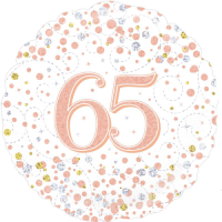 65th Sparkling Fizz Birthday White & Rose Gold balloon