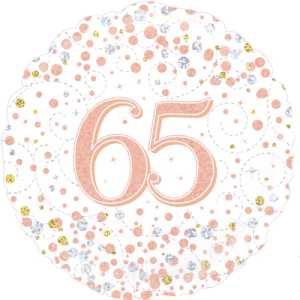65th Sparkling Fizz Birthday White & Rose Gold Balloon in a Box