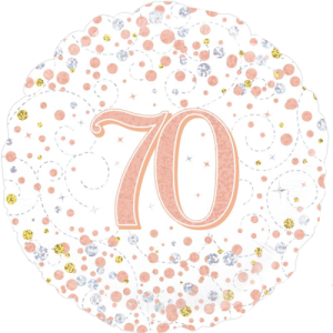 70th Sparkling Fizz Birthday White & Rose Gold Balloon in a Box