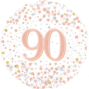 90th Sparkling Fizz Birthday White & Rose Gold Balloon in a Box