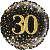 30th Sparkling Fizz Birthday Black & Gold Balloon in a Box Small Image