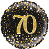 70th Sparkling Fizz Birthday Black & Gold Balloon in a Box Small Image