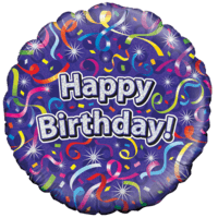 Birthday Colourful Streamers Holographic 18" balloon