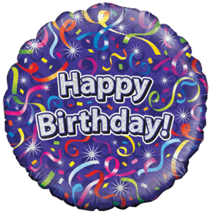 Birthday Colourful Streamers Holographic 18" Balloon in a Box
