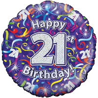 Holographic 21st Birthday Streamers balloon