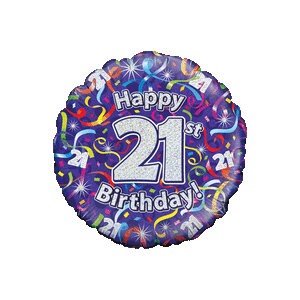 Holographic 21st Birthday Streamers Balloon in a Box