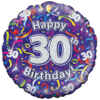 Holographic 30th Birthday Streamers Balloon in a Box Small Image