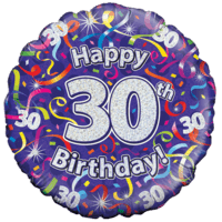 Holographic 30th Birthday Streamers balloon