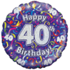 Holographic 40th Birthday Streamers Balloon in a Box Small Image