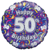 Holographic 50th Birthday Streamers Balloon in a Box Small Image