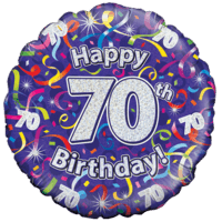 Holographic 70th Birthday Streamers balloon