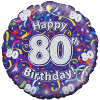 Holographic 80th Birthday Streamers Balloon in a Box Small Image